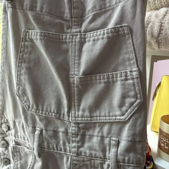 Free People Ziggy Straight Leg Light Gray Denim Overalls - Picture 4 of 9